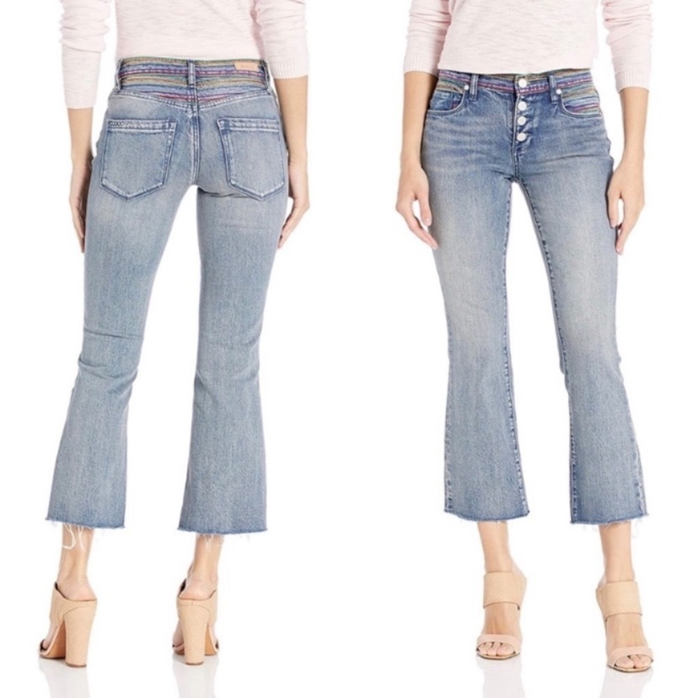 Blank NYC | The Varick | Kick Flare Cropped | Embroidered Rainbow Detail | 30 🕥